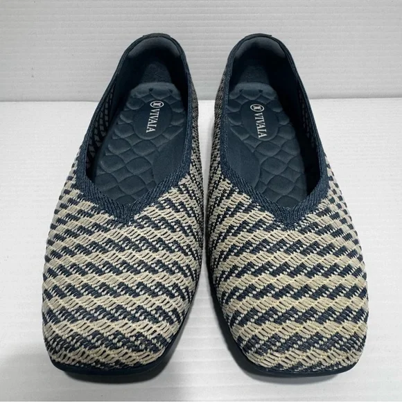 Vivaia Margot Light Blue Square Toes Knit Flats Size 37.5 - Picture 7 of 12